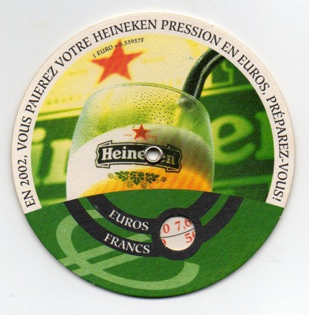 photo du sous-bock Heineken et les euros